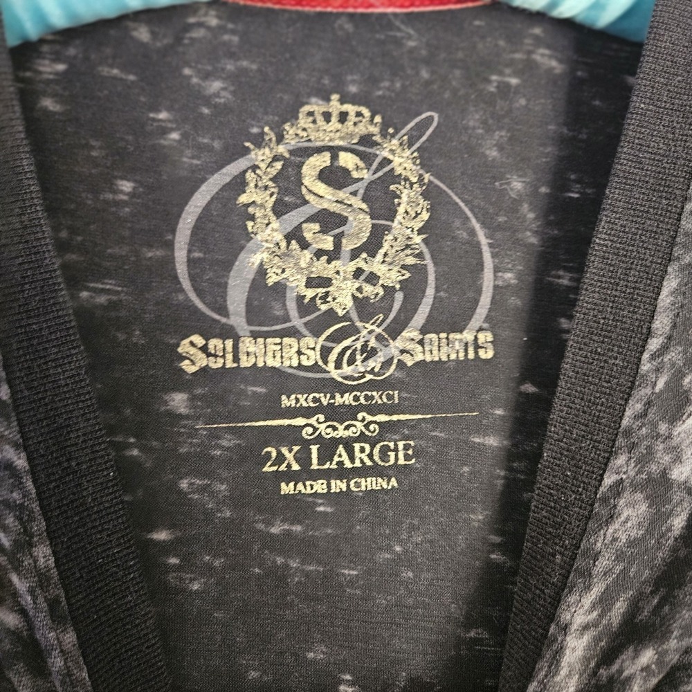 Soldiers & Saints Long Sleeve Black Womens Tshirt 2X Embellished Grung Goth Bike - Picture 12 of 14